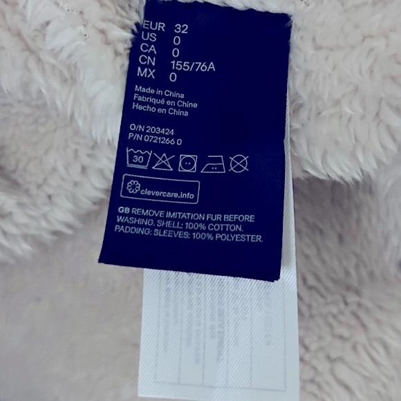 NWOT. H&M Lightweight winter coat . OLIVE / Size 0 - Picture 8 of 8